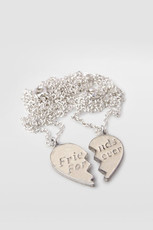 friends forever heart necklace set, silver