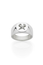 crossed nail ring, silver