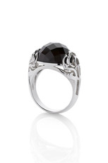 PEONY COCKTAIL RING, SILVER WITH GEMSTONE