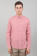 Printed Elbow Patch Shirt, large red gingham