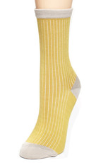Silk Rib Colourblock Socks, mustard