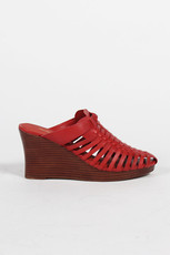 Gia Weave Wedge Sandal, Red