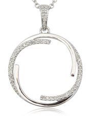 9ct white gold .11ct diamond circle pendant