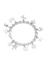 Charm Bracelet with 10 Charms, silver