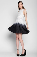 moonstruck dress, white/charcoal dip dye