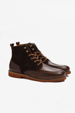 MONKOE SHOE, CHOCOLATE LEATHER/SUEDE