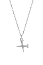 Crossed Nail Charm Necklace, silver