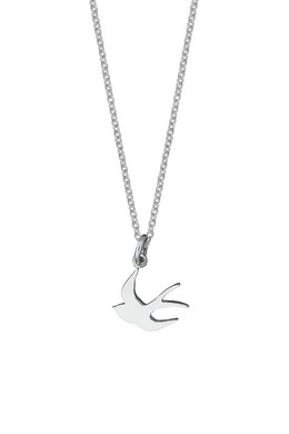 Swallow Charm Necklace, silver