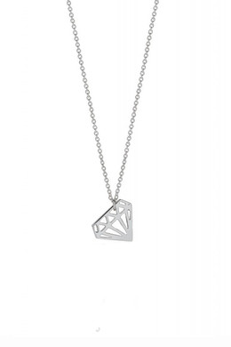 Diamond Charm Necklace, silver