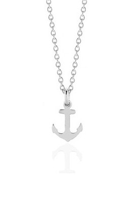 anchor Charm Necklace, silver