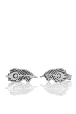 Peacock Stud Earrings, silver
