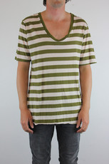 Stripe V Neck T Shirt with Tail