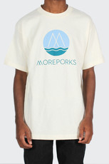 Brand T-Shirt with teal/blue Logo, cream