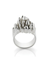 crystal cocktail ring,silver