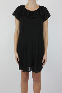 Something Else Sheer Ruffle Dress - black