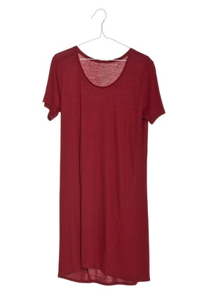 Building Block Oversized Tee Dress, burgundy