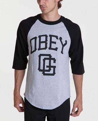 obey gigantes raglan - heather grey/black