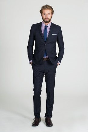 barker charcoal check suit pants