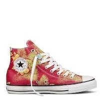 Chuck Taylor All Star Hi - Canvas -  Hawaiian Hibiscus - Red