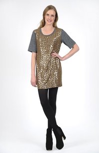 dazzle oversized t dress in metallic leopard