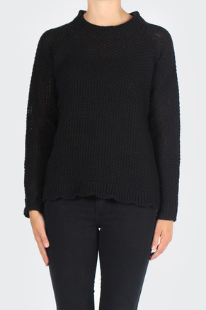 scalloped seed sweater, black