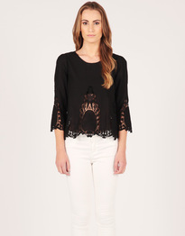 Button Back Embroidered Blouse