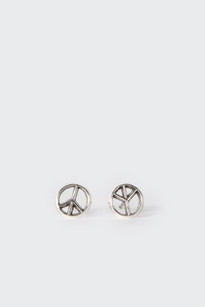 Peace Sign Studs, silver plate