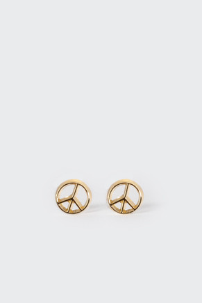 Peace Sign Studs, gold plate