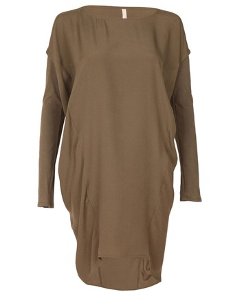 Crepe Drape Dress in Khaki