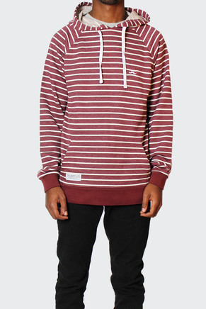 Waves Pullover Hoody, maroon stripe