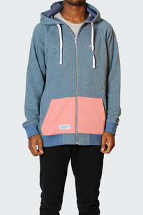 Vassar Zip Up Hoody, heather blue/red