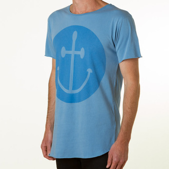 Insted We Smile - Smiley Anchor Face Tee - Blue