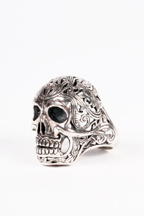 mexican skull ring, silver