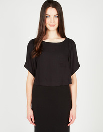 Pocket Front Cropped Blouse