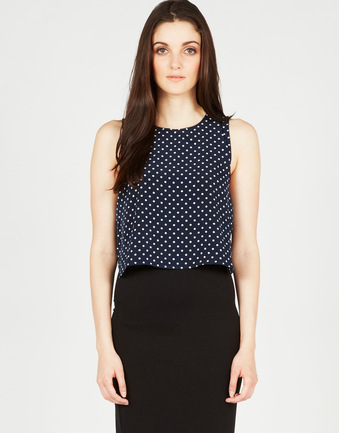Spot Print Split Blouse