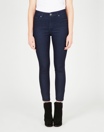 High Waist Zip Hem Jeans