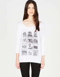 Camera Print Slouch Top