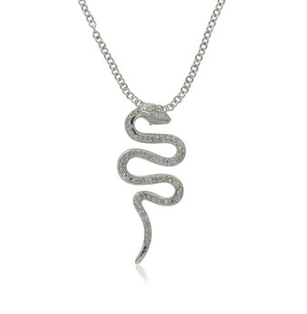 18ct white gold .17ct diamond snake pendant