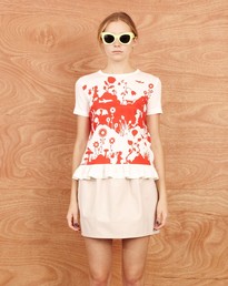 KW Land Frill Tee in Scarlet by Karen Walker