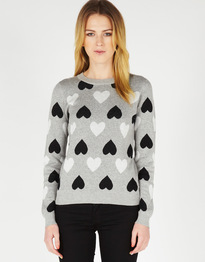 Heart Print Cotton Jumper