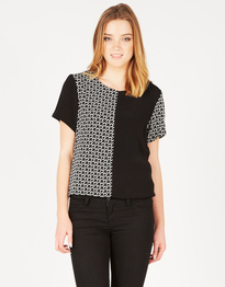 Star Print Contrast Top