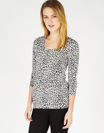 Animal Print Cotton Blend Top