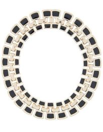 Gold Black Tile Collar Necklace