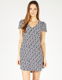 Printed Crepe Cap Sleeve Dress