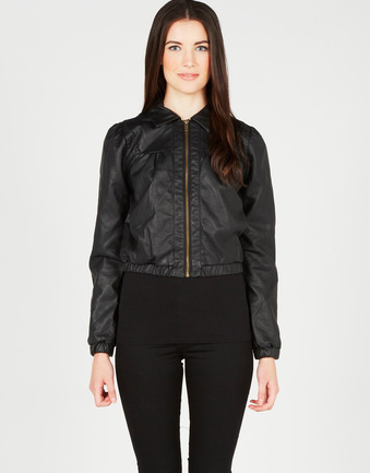 Leather-Look Bomber Jacket