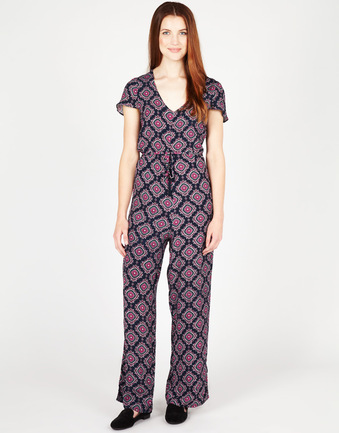 Cap Sleeve Print Jumpsuit