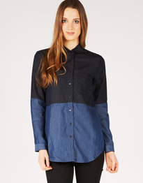 Contrast Button Front Blouse