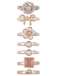 Bow & Flower Stacking Ring Set