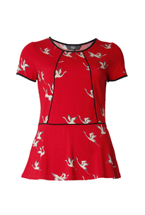 Crane Print Peplum Top