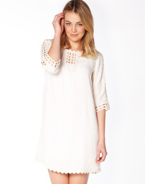 Crochet Insert 3/4 Sleeve Dress